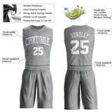 Custom Gray White Round Neck Suit Basketball Jersey