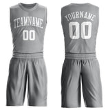 Custom Gray White Round Neck Suit Basketball Jersey