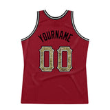 Custom Maroon Camo-Gray Authentic Throwback Basketball Jersey