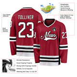 Custom Maroon White-Black Hockey Jersey