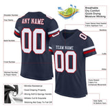 Custom Navy White-Red Mesh Authentic Football Jersey