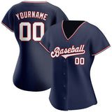 Custom Navy White-Red Authentic Baseball Jersey