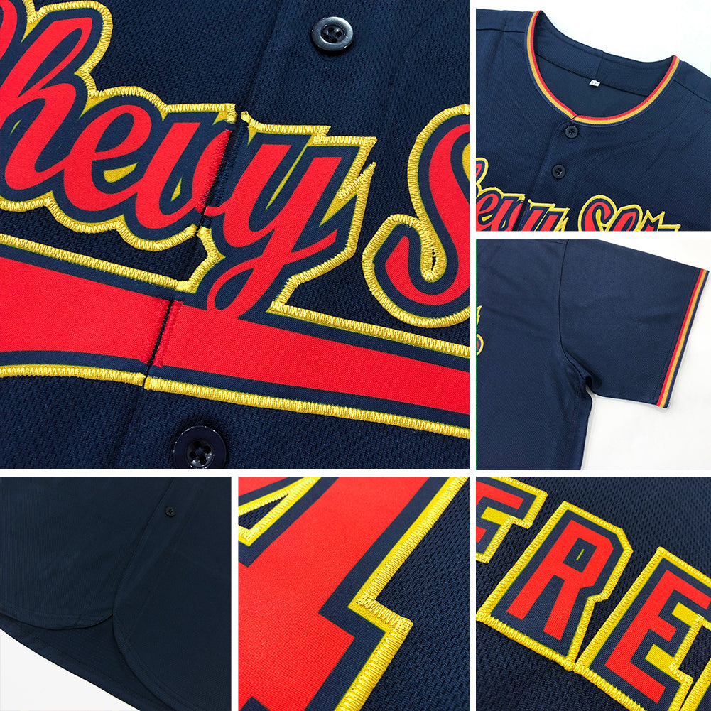 Custom Navy Red-White Authentic Baseball Jersey Discount