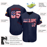 Custom Navy USA Flag-Red Authentic Baseball Jersey