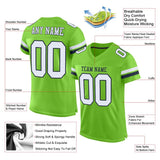 Custom Neon Green White-Navy Mesh Authentic Football Jersey