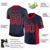 Custom Navy Scarlet-Gray Mesh Drift Fashion Football Jersey