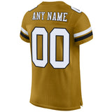 Custom Old Gold White-Black Mesh Authentic Football Jersey