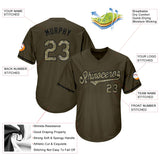 Custom Olive Camo-Black Authentic Throwback Rib-Knit Salute To Service Baseball Jersey Shirt