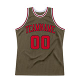 Custom Olive Red-Black Authentic Throwback Salute To Service Basketball Jersey