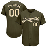 Custom Olive Cream-Black Authentic Salute To Service Baseball Jersey