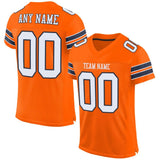 Custom Orange White-Navy Mesh Authentic Football Jersey