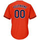 Custom Orange Navy-White Authentic Throwback Rib-Knit Baseball Jersey Shirt