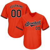 Custom Orange Black-White Authentic Throwback Rib-Knit Baseball Jersey Shirt