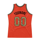 Custom Orange Camo-Old Gold Authentic Throwback Basketball Jersey