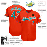 Custom Orange Teal-White Authentic Baseball Jersey