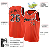 Custom Orange Black Pinstripe Black-White Authentic Basketball Jersey