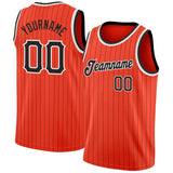 Custom Orange Black Pinstripe Black-White Authentic Basketball Jersey