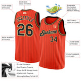 Custom Orange Black Pinstripe Black-Old Gold Authentic Basketball Jersey