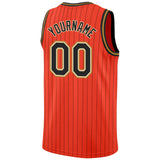 Custom Orange Black Pinstripe Black-Old Gold Authentic Basketball Jersey