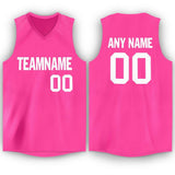 Custom Pink White V-Neck Basketball Jersey