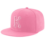 Custom Pink Pink-White Stitched Adjustable Snapback Hat