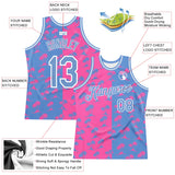 Custom Pink Light Blue-White 3D Pattern Design Palm Trees Authentic Basketball Jersey