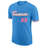 Custom Powder Blue Pink-Black Performance T-Shirt