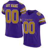 Custom Purple Old Gold-White Mesh Authentic Football Jersey