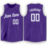 Custom Purple White Round Neck Basketball Jersey