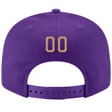 Custom Purple Old Gold-White Stitched Adjustable Snapback Hat