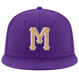 Custom Purple Old Gold-White Stitched Adjustable Snapback Hat