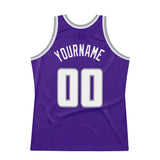 Custom Purple White-Gray Authentic Throwback Basketball Jersey