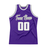 Custom Purple White-Gray Authentic Throwback Basketball Jersey