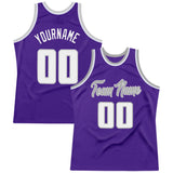 Custom Purple White-Gray Authentic Throwback Basketball Jersey