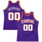 Custom Purple White-Orange Authentic Throwback Basketball Jersey