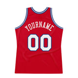 Custom Red White-Royal Authentic Throwback Basketball Jersey