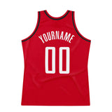 Custom Red White-Black Authentic Throwback Basketball Jersey