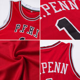 Custom Red White-Gold Authentic Throwback Basketball Jersey