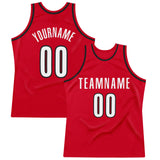 Custom Red White-Black Authentic Throwback Basketball Jersey