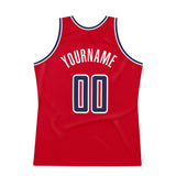 Custom Red Navy-White Authentic Throwback Basketball Jersey