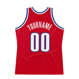 Custom Red White-Royal Authentic Throwback Basketball Jersey