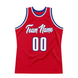 Custom Red White-Royal Authentic Throwback Basketball Jersey