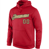 Custom Stitched Red Camo-Cream Sports Pullover Sweatshirt Hoodie