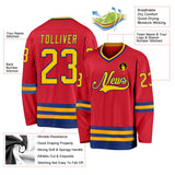 Custom Red Gold-Royal Hockey Jersey