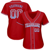 Custom Red Light Blue-White Authentic Drift Fashion Baseball Jersey