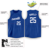 Custom Royal White Round Neck Basketball Jersey