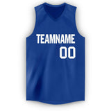 Custom Royal White V-Neck Basketball Jersey