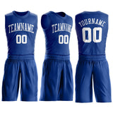 Custom Royal White Round Neck Suit Basketball Jersey