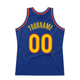 Custom Royal Gold-Orange Authentic Throwback Basketball Jersey