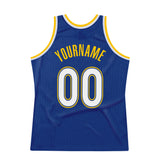 Custom Royal White-Gold Authentic Throwback Basketball Jersey